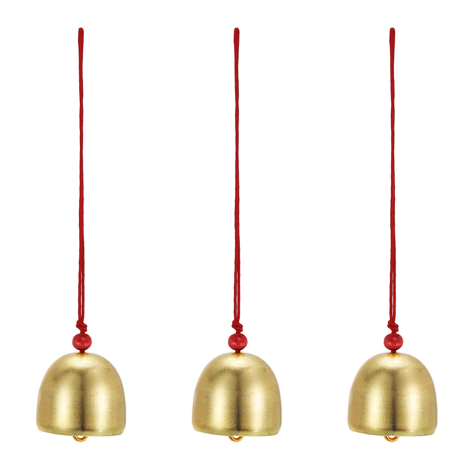 PATIKIL 3 Pack Wind Chime, Hanging Bells Temple Bells Retro Outdoor Hanging Metal Chinese Wind Chime Round for Outside Garden Camping Decoration, Red