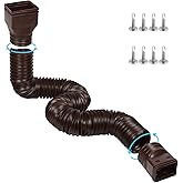 plusgutter 11.5ft Long Gutter Downspout Extensions Flexible, Drain Downspout Extender, Down Spout Drain Extender, Gutter Connector Rainwater Drainage, Extendable from 2.6ft to 11.5ft(1Pack, Brown)