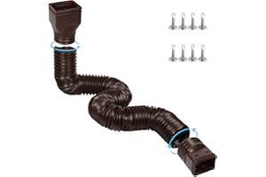 plusgutter 11.5ft Long Gutter Downspout Extensions Flexible, Drain Downspout Extender, Down Spout Drain Extender, Gutter Connector Rainwater Drainage, Extendable from 2.6ft to 11.5ft(Brown)