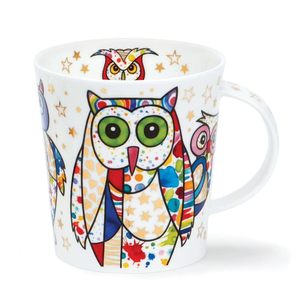 Dunoon Lommond Mug 0.32 Litre Fine Bone China Blingers Cat Dog and Owl (Owls)