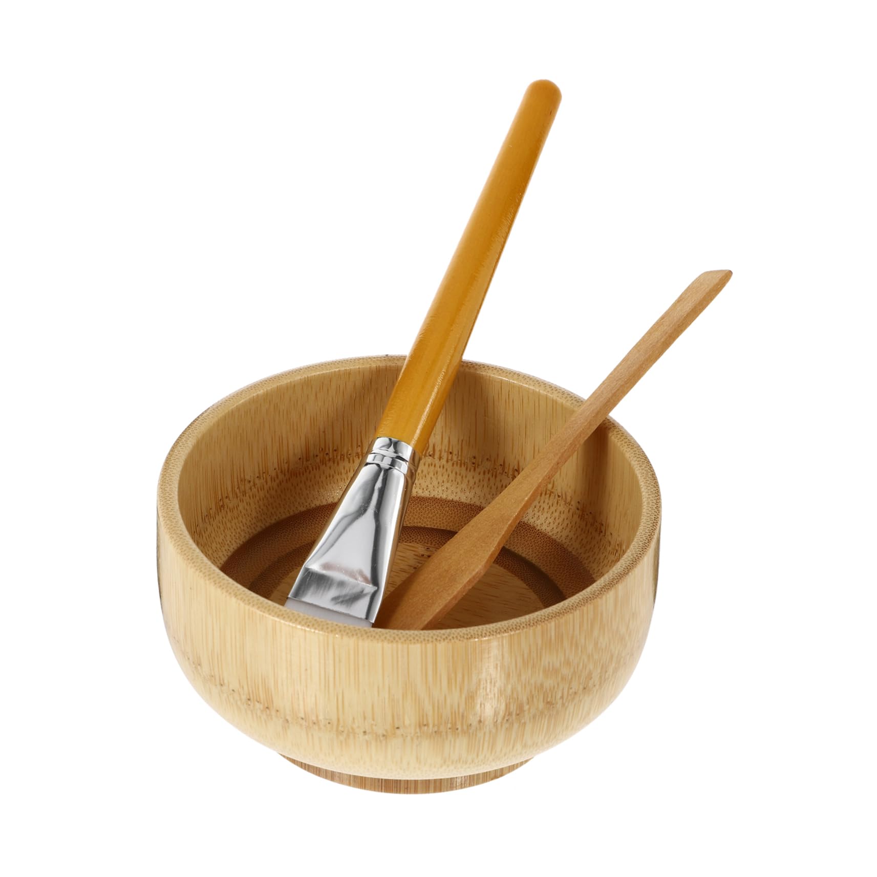 LALADEFIEE Bamboo Facial Mask Mixing Bowl Set with Brush and Spatula Natural Diy Skincare Tools for Home and Salon Use Easy to Clean 4.41X4.41X2.36In