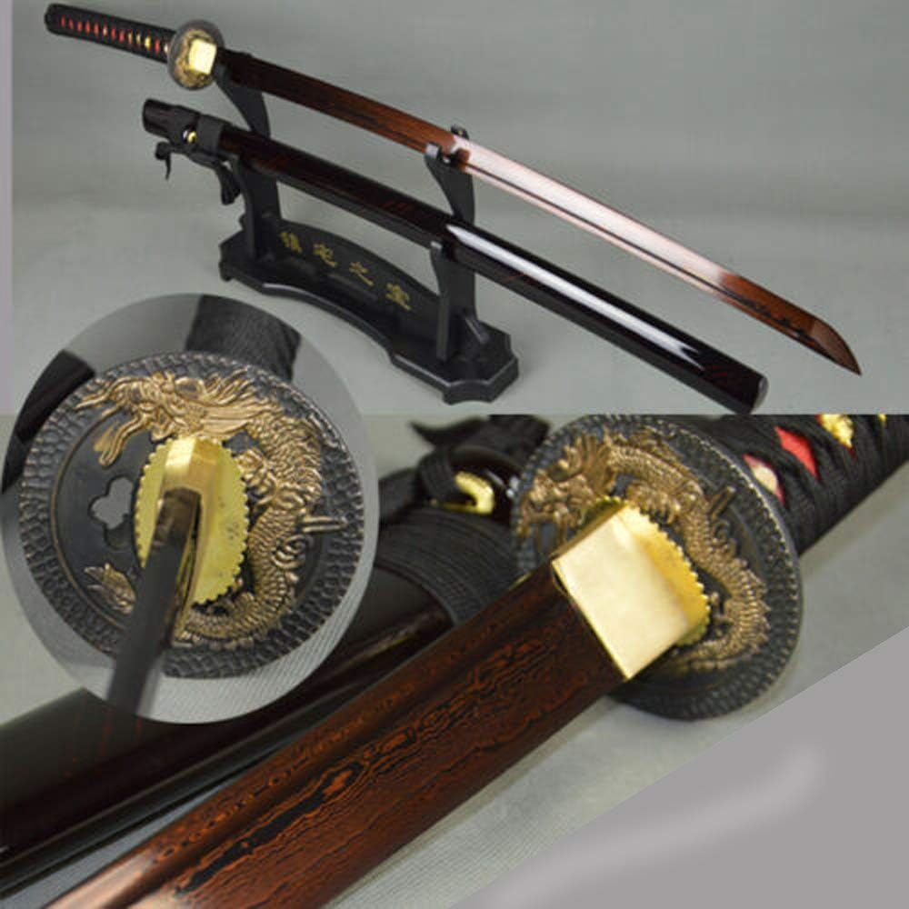 Traditional Handmade Damascus Folded Steel Katana Gold