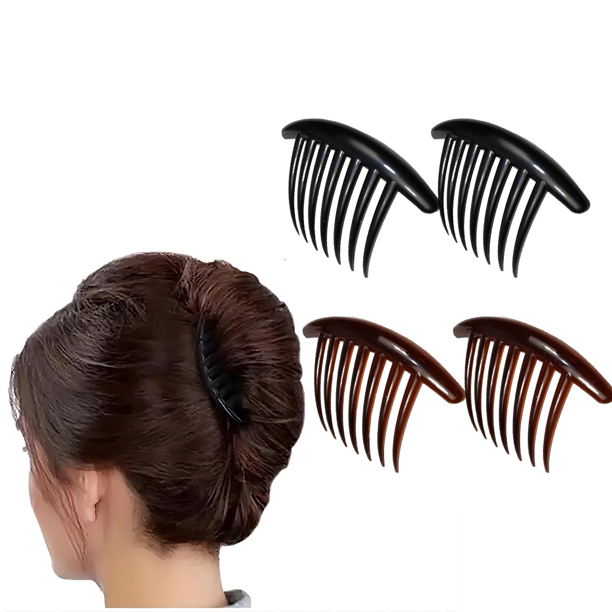 4PCS Plastic 7 Tooth Hair Side Comb Set,French Twist Combs Hair Combs Side Hair Clips Accessory for Women and Girls (4Inch)