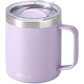 SUNWILL Travel Coffee Mug with Lid, Insulated Tumbler with Handle, 14 oz Stainless Steel Cup for Home, Office, Camping, Powder Coated Orchid