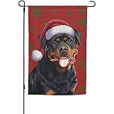Merry Christmas Rottweiler Black Dog Candy Cane Garden Flag 12x18 Inch Double Sided Vertical Decoration Yard Small Flag For Outside Holiday Seasonal Outdoor