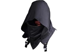 HIBIRETRO Cyberpunk Rogue Cowl Hood Scarf, Winter Neck Warmer Costume Hooded Cape Hat for Halloween Cosplay and Daily Wear