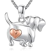 DRINSPER Dachshund Necklace,Dog Necklace for Women 925 Sterling Silver Dachshund Weiner Pendant Cute Animal Weener Charm Jewelry Gifts for Mom Wife