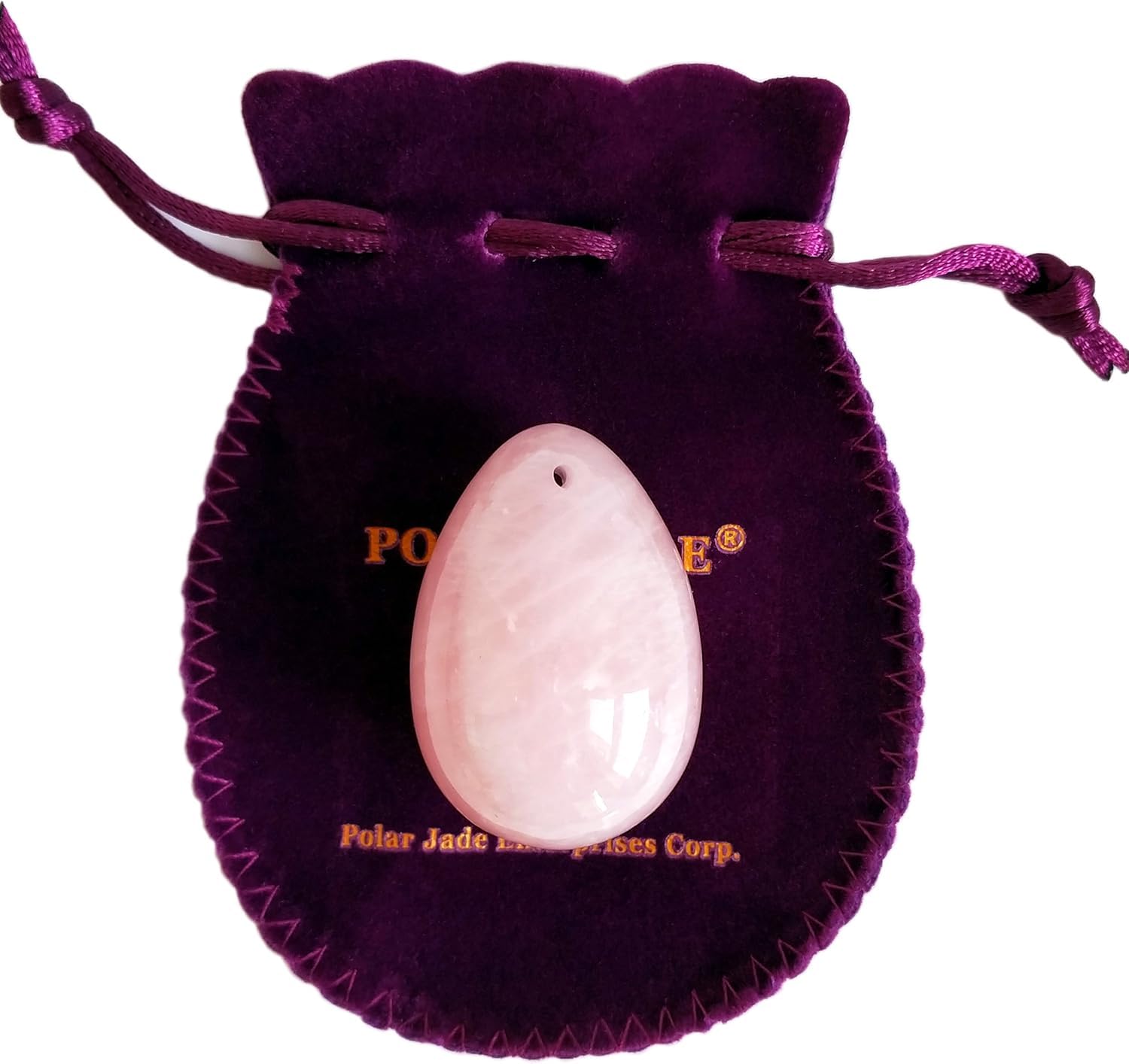 Yoni Egg of Rose Quartz, Drilled, Medium, with Certificate and Instructions, for Women to Strengthen Pelvic Floor Muscles and Counter Stress Adult Urinary Incontinence by Polar Jade