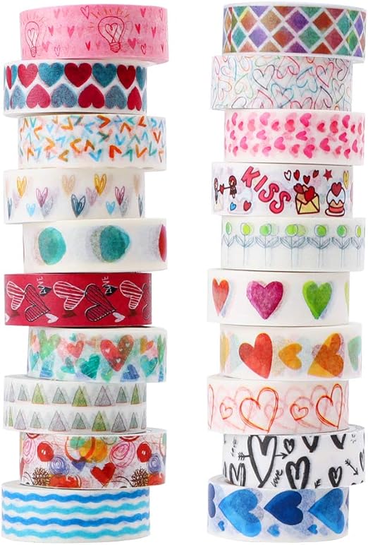 Download Washi Tape Pack 20 Rolls Heart Art Masking Tape Set Colorful Decorative Thin Tapes Christmas Holiday Designs Arts Craft Tape For Diy Scrapbooking Planners Valentine Day Gift Wrapping Tapes 1 5cmx5m Amazon Co Uk Kitchen PSD Mockup Templates