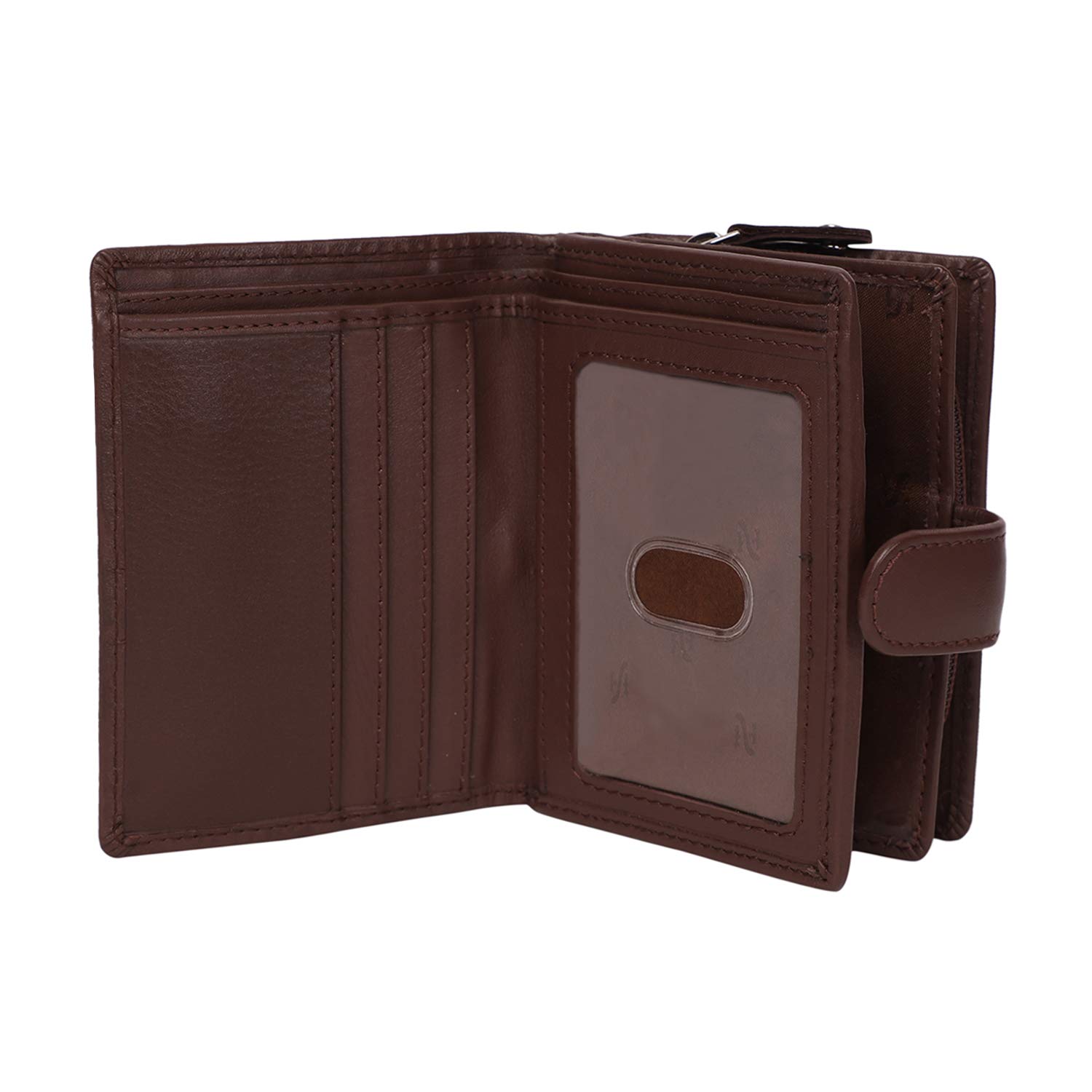 STARHIDE Women’s RFID Blocking Leather Wallet – Genuine Cowhide Purse with ID Window, Coin Pocket, 2 Note Compartments, 8 Card Slots, Compact Gift Box, Ladies Purse – 5525 (Brown)