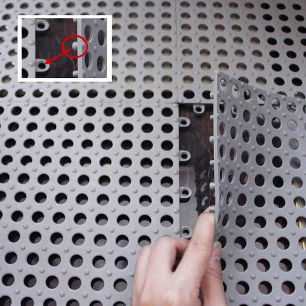 tonchean 24 PCS Interlocking Rubber Floor Tiles, 11.8'' x 11.8'' Soft Cushion Bathroom Mat Non-Slip with Drain Holes and Drainage Column Floor Tiles Cuttable Indoor/Outdoor Gray, 23 sq.ft: Kitchen & Dining