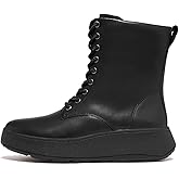FitFlop Women's F-Mode All Black Leather Lace-Up Flatform Ankle Boots
