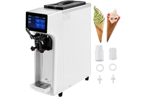 VEVOR Commercial Ice Cream Maker, 10-20L/H Yield Countertop Soft Serve Machine, 1000W, with 4.5L Hopper 1.6L Cylinder Touch Screen Puffing Shortage Alarm, Frozen Yogurt Maker for Café Snack Bar
