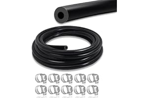 SDZONGES Vacuum Hose Automotive, 1/8"(3mm) ID Vacuum Hose, 10FT Vacuum Lines Automotive, 130PSI Max Pressure Silicone Vacuum Hose, Vacuum Tube with 10pcs Hose Clamps.