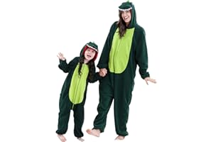 MICHLEY Unisex Halloween Animal Cosplay Costume, Zipper Hooded One Piece Pajamas for Men and Women
