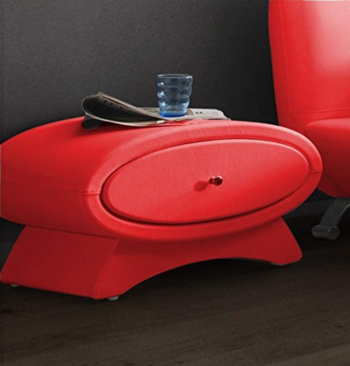 US Pride Furniture Faux Leather Contemporary Decor Nightstand, Red