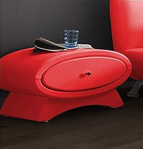 US Pride Furniture Faux Leather Contemporary Decor Nightstand, Red