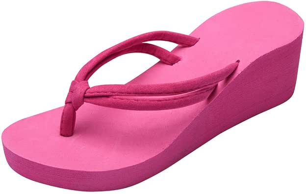 Amazon.com | Mealeaf Women's Solid Color Non-Slip Feet Flip-Flops High-Heeled Wedges Beach 