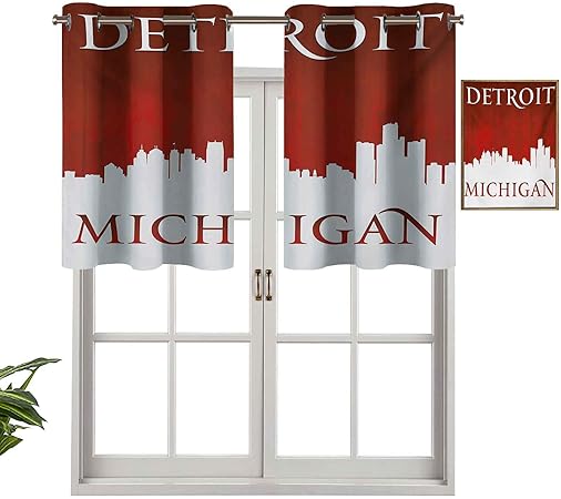 Cortina opaca con ojales en la parte superior, diseño de silueta de