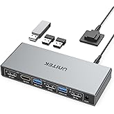 Unitek KVM Switch 2 Monitors 2 Computers DisplayPort Dual Monitor 4K 60Hz | DP KVM Switcher 2PC 4 USB 3.0 Ports for Keyboard Mouse Hard Drives Printer Home Office Gaming Gray Aluminum(ONLY SUPPORT DP)