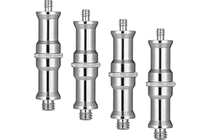 4pcs Standard 1/4 to 3/8 inch Metal Male Convertor Threaded Screw Adapter Tripod Spigot Stud for Studio Light Stand Ball Head