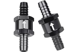 VehiMata 3/8" Fuel Check Valve, 2PCS OD 10mm One Way Bleeder Valve Inline Non Return for Diesel Gasoline Black