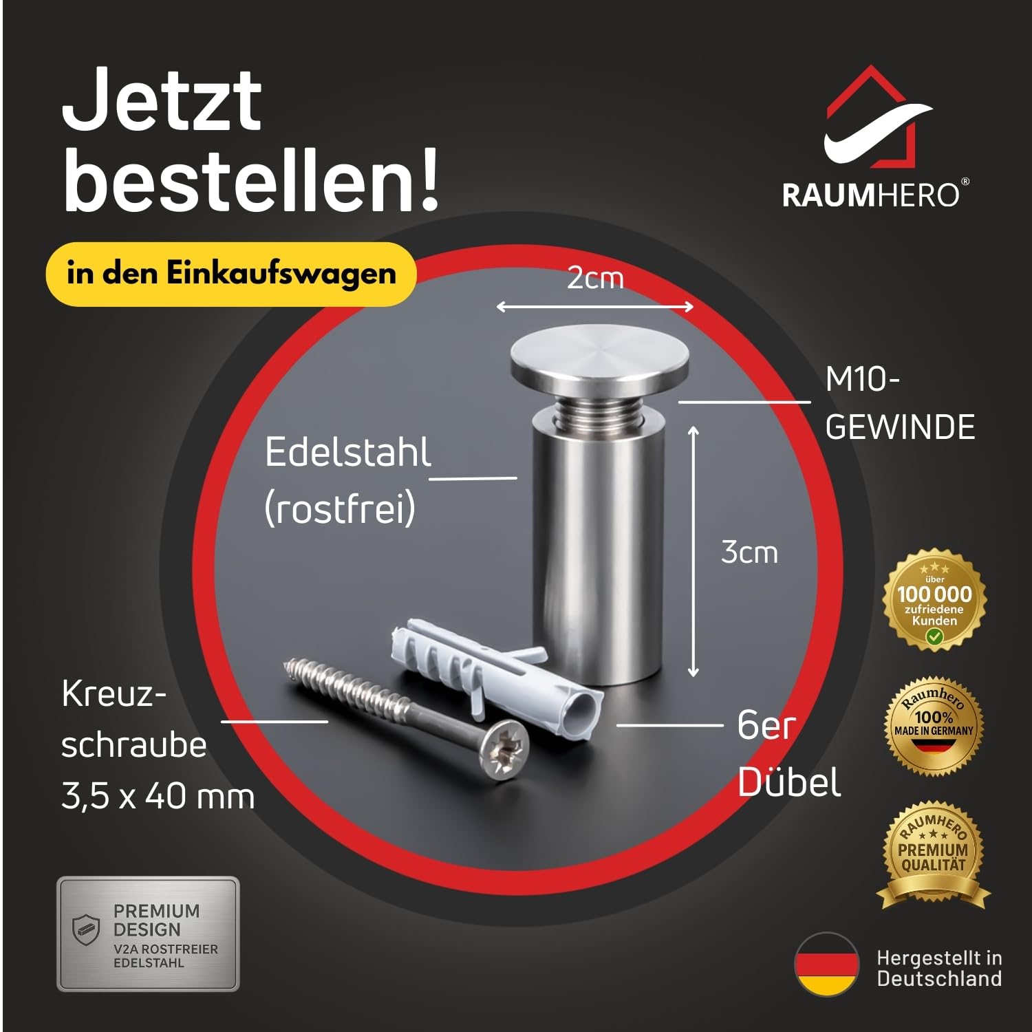 Raumhero Kleiderhaken (4 Stk.) - Garderobenhaken Edelstahl, Handtuchhaken zum Bohren - 100% Made in Germany (Tragkraft bis zu 30 kg) - Extrem vielseitig (inkl. Schrauben, Dübel & Anleitung) 7