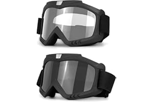 surpassme 2 Motorcycle Ridding Goggles, Clear/Smoke Lens Dirt Bike Goggles with UV Protection Motocross/MX Goggles Compatible Helmet Fit Glasses for Men/Women