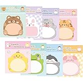8pcs Cute Sticky Notes, Self-Stick Note Pads Contain Assorted Cartoon Animal Pattern, to Do List Memo Notes for Office Home Supplies Roommates Gift(Colorful)