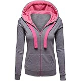 JONLILEI Giacca Felpa con Cappuccio Chiusura a Cerniera Asimmetrica Invernale Manica Lunga Felpe con cappuccio Donna Sweatshirt Hoody
