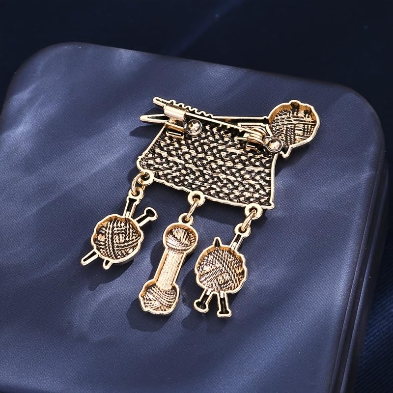 Women's Vintage Knitting Brooch - Retro Yarn Ball Crochet Pin Jewelry Accessory (1pc)