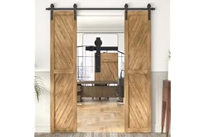 Winsoon 6 FT Double Barn Door Hardware Kit, Sliding Barn Door Hardware Track Kit, Heavy Duty Rail, Easy to Install