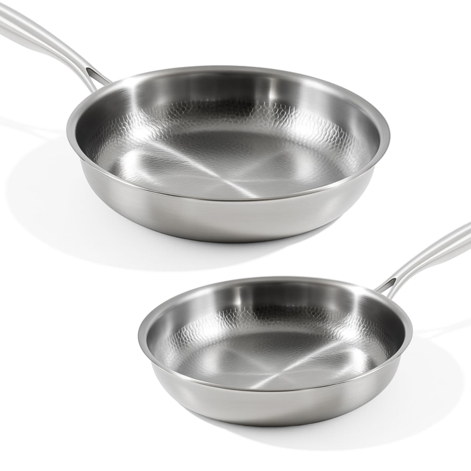Photo 1 of LemonRoad 2 Pcs 10.24" 11.81" Titanium Pan Set, Hammered Titanium Pan with Lid for Cooking Durable Scratch Resistant, Safe for Oven Induction