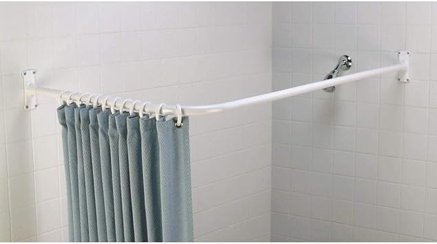 Amazon Com Zenna Home 33941ww 66 X 28 White L Shaped Shower Rod