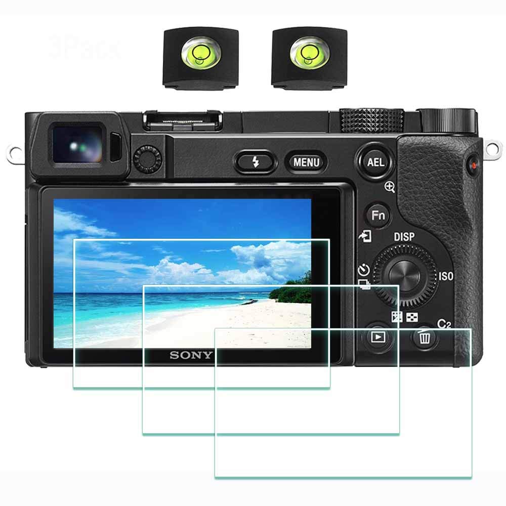 ULBTER Screen Protector for Sony A6600 A6400 A6300 A6100 A6000 [3 Pieces] & Hot Shoe Cover 9H Hardness Tempered Glass for Sony alpha 6600 6400 6300 6000 6100