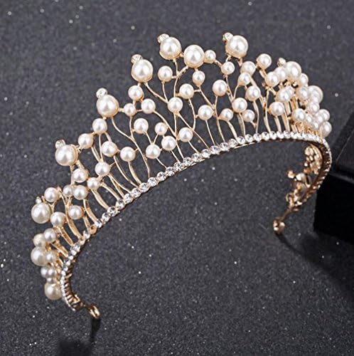 Aritificial Pearls Quinceanera Pageant Wedding Crowns and Tiaras Crystal Women Hair Jewelry Headbands Headpieces For Bride