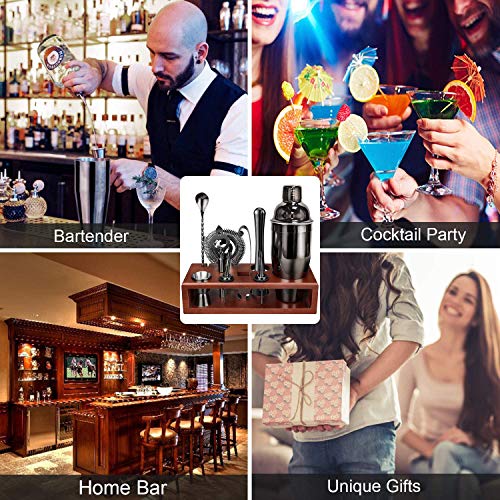 Cocktail-Shaker Set Barkeeper-Set mit Ständer schwarz 24 oz für Tequila Whiskey, Bar Kit Drink Mixer Shaker Set inkl… – Bild 6