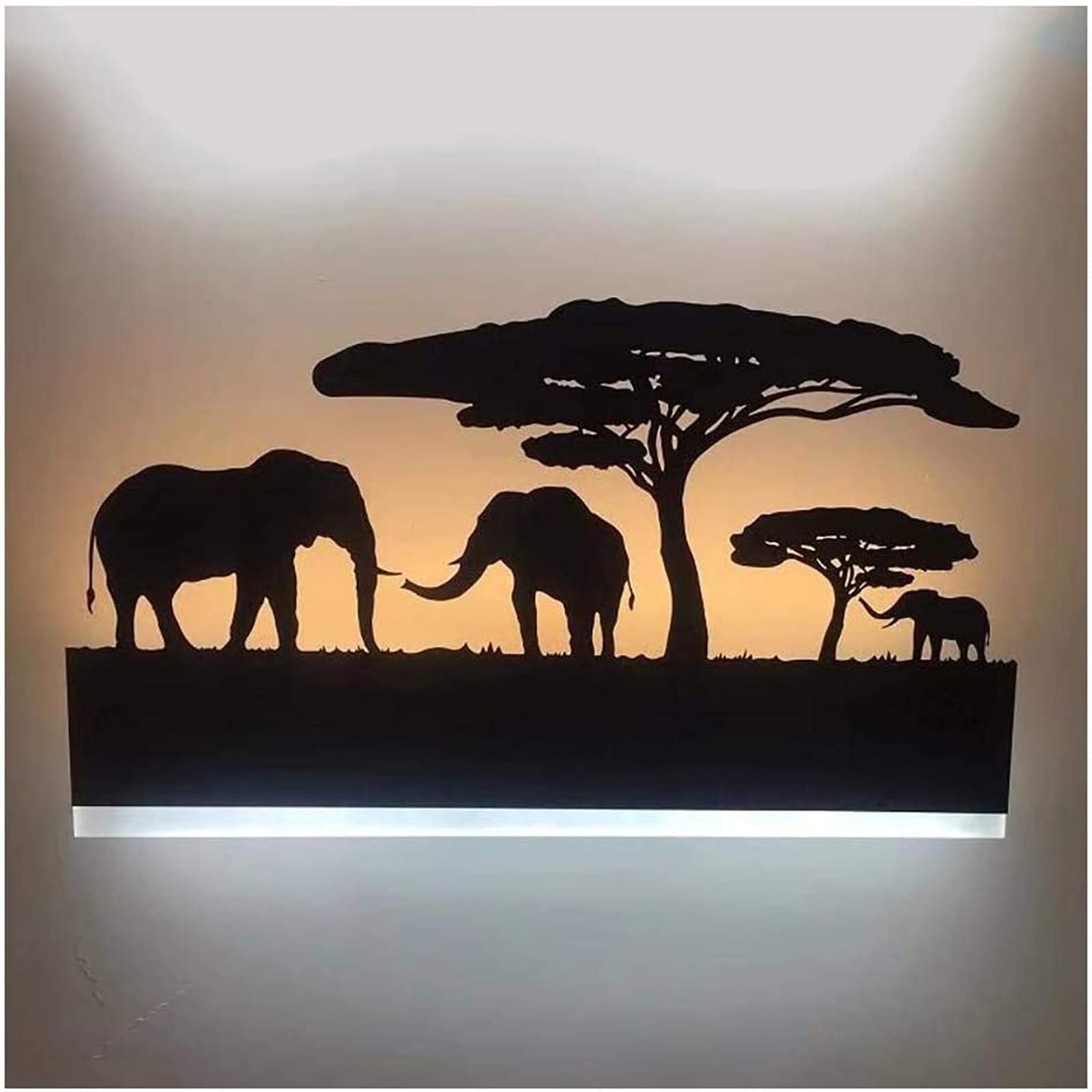 FYLARY LED Wall lamp, Indoor Wall Light with Cartoon Animal Pattern Design, Metal Acrylic Wall Sconce Up and Down for Living Room Bedroom Hallway, 12W (Elephant)