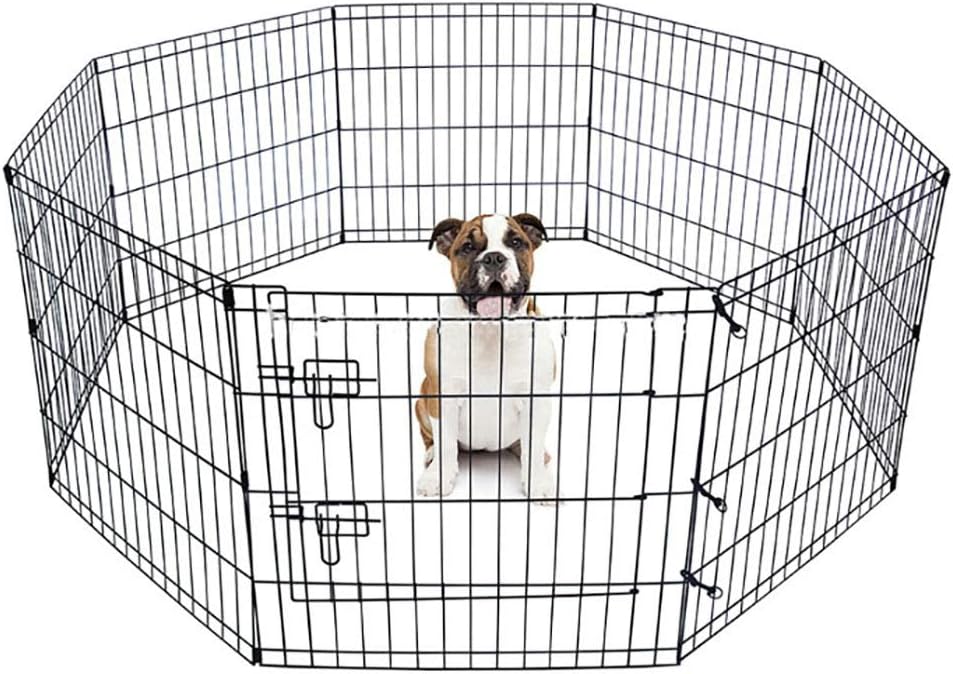 BUNNY BUSINESS 8 Panel Playpen Suitable for Rabbits/Guineas/Dogs and Cats, Small, Black