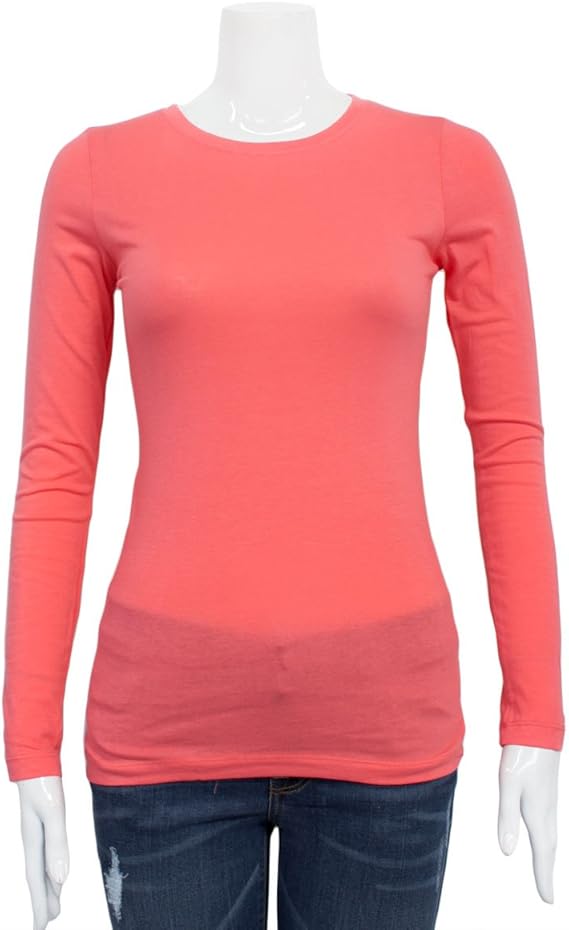 Coral Ladies Crew Neck Long Sleeve TShirt Amazon.co.uk
