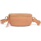 HOBO Fern Leather Convertible Crossbody, Sling, and Belt Bag - Lightweight &amp; Adjustable, Zip Closure, with Capacity for Essentials &amp; Accessories for Travel, Sandstorm