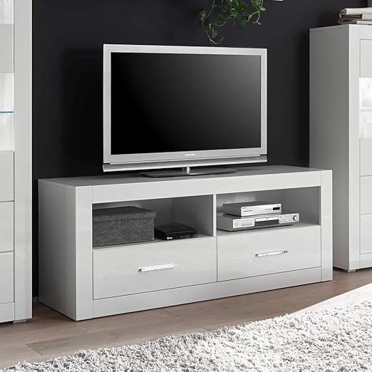 Pharao24 Hochglanz Lowboard In Weiss 150 Cm Breit Amazon De Kuche Haushalt