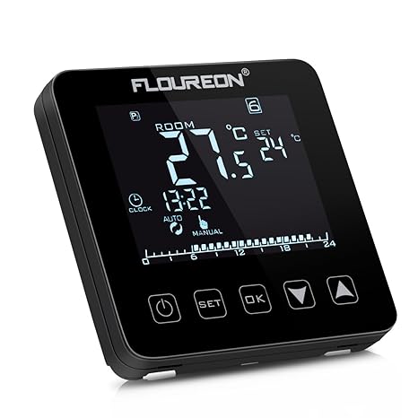 Floureon Digital Raumthermostat Thermostat elektrische Heizung Touchscreen Programmierbare Wandthermostat mit großen LCD-Disp