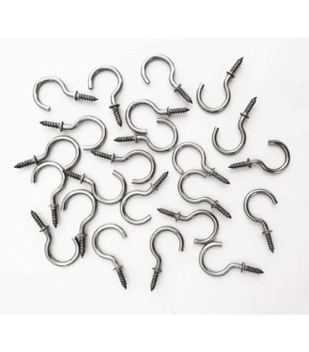 IDEALSV 100 Pcs 304 Stainless Steel Screw Hooks 5/8 Inch Small Hook Screw-in ... | UK - View #2