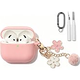 Compatible with AirPods 5/4 Case, Premium Soft Silicone Protective Case Cover for Apple AirPods 4th/5th Generation with Cleaner Kit Keychain Accessories for Women Girls