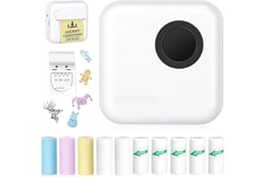 MOREMORE Mini Sticker Printer Bluetooth Thermal Printer with 10 Rolls Papers and Stickers for Picture, Receipt, Notes, Lists, Label, Memo, Sticker Portable Printer for Children Gifts for iOS&Android