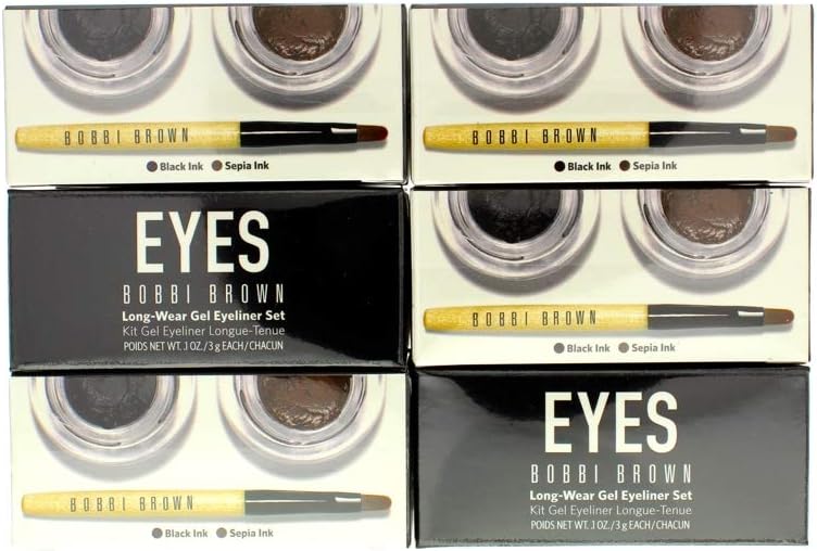 Bobbi Brown Long Wear Gel Eyeliner Duo Black Ink Sepia Ink Mini Brush 3pcs