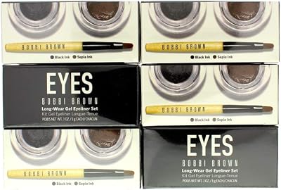Bobbi Brown Long Wear Gel Eyeliner Duo Black Ink Sepia Ink Mini Brush 3pcs
