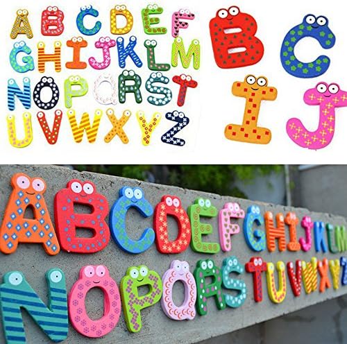 26 Wooden Alphabet Fridge Magnet Educational Study Toy For Children Kids Baby