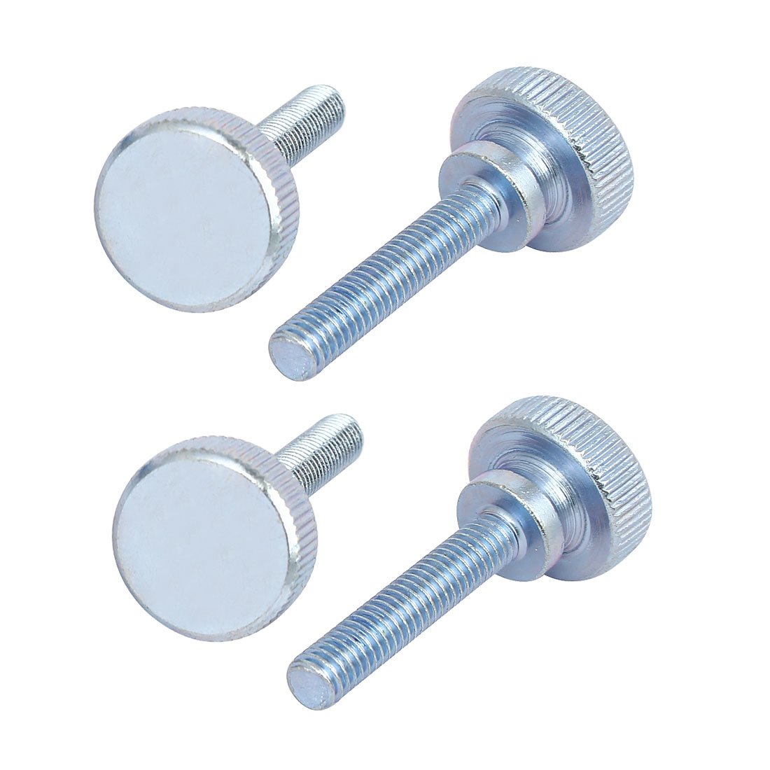 sourcingmap M6x30mm Flat Knurled Head Fully Threaded Thumb Screws Bolts Fastener 4pcs โ image 1